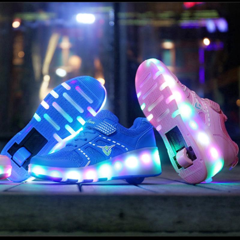 Kids LED Light รองเท้าโรลเลอร์สำหรับเด็กรองเท้าสเก็ตกะพริบมีล้อสำหรับเด็กและเยาวชน