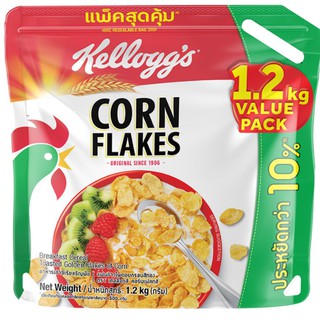 Kellogg's Corn Flakes Breakfast Cereal เคลล็อกส์ คอร์นเฟลกส์ อาหารเช้าซีเรียลธัญพืช ชนิดถุง 1.2 กิโลกรัม