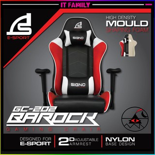 SIGNO E-Sport GC-202BW (BAROCK) Gaming Chair MOULD SHAPING FOAM เก้าอี้เกมมิ่ง(สีดำ-ขาว-แดง) (1)