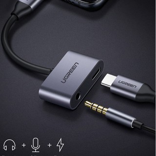 +อะแดปเตอร์ Ugreen USB Type-C to 3.5 mm Jack AUX Audio + Type-C Female (1)