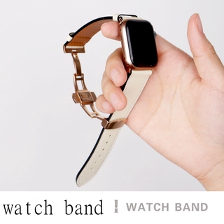 BUTTERFLY สายนาฬิกาข้อมือสายหนังสําหรับ Apple Watch Series 5 4 3 2 1 38 / 40 มม . 42 / 44 มม .
