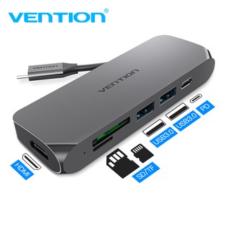 Vention USB C Hub 6-in-1 usb type-c Charger Adapter with 4k hdmi sd / tf usb 3.0 x 2 PD port