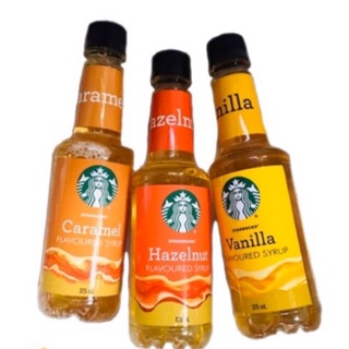 Starbucks Flavoured Syrup ไซรัป สตาบัคส์ น้ำเชื่อม 3รสชาติ (กลิ่นวานิลลา/กลิ่นคาราเมล/กลิ่นเฮเซนัท) ขนาด 375ml