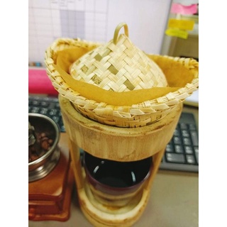 ชุดดริปกาแฟ หวดดริปกาแฟ หวดจิ๋ว ไม้ไผ่สาน coffee dripper bamboo หวดดริปเปอร์ (หวดสูง 4 นิ้ว)