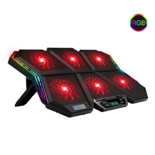 [ของแท้ 100%] Coolcold Gaming RGB Laptop Cooler 12-17 Inch Led Screen Laptop Cooling Pad Notebook Cooler Stand with Six Fan and 2 USB Ports