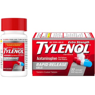 50 เม็ด, แก้ปวด ลดไข้ US Tylenol Extra Strength Acetaminophen Rapid Release Gels for Pain & Fever