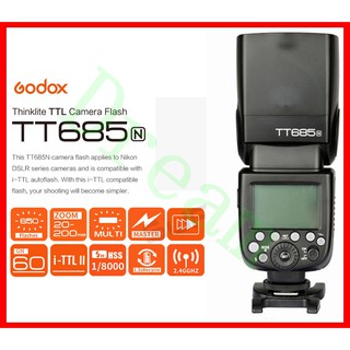 Godox TT685/N TT685N Speedlite High-Speed Sync External TTL For Nikon D5100 D5200 D3100 D3200
