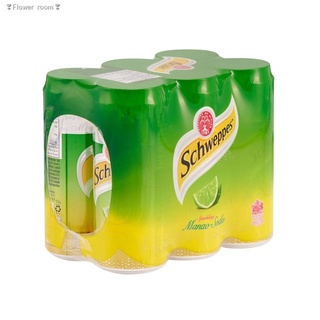 ☃►✌❣Flower room❣[ซื้อ400.- ส่งฟรี]ชเวปส์ น้ำอัดลม มะนาวโซดา 330 มล. 6 กระป๋อง Schweppes Soft Drink Lime Soda 330ml Pack (1)