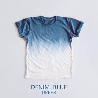 UNISEX / Dip Dye Handmade Ombre-Tshirt - Denim Blue [Upper]