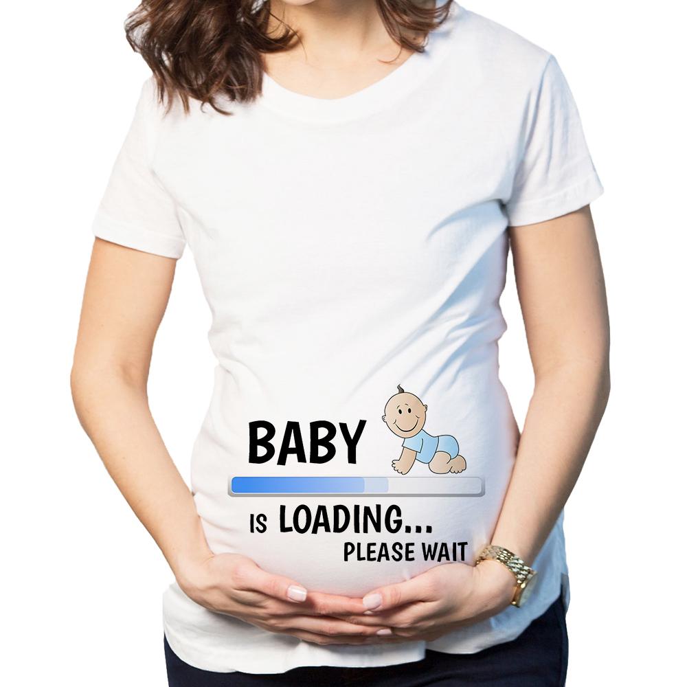 เสื้อยืดพิมพ์ลาย Baby Is Loading Funny สําหรับผู้หญิงตั้งครรภ์