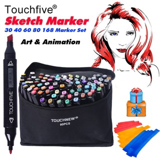 TouchFive ชุดปากกาสีมาร์กเกอร์ ตกแต่งงานศิลปะ 30 40 60 80 สี