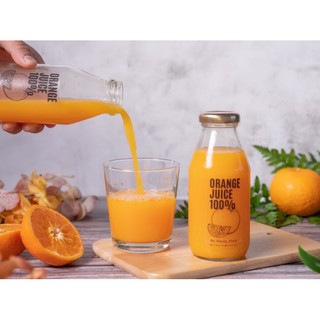 น้ำส้มคั้นสด 100 % มีเนื้อส้ม