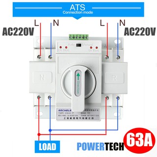 ATS Automatic Dual Power Transfer Switch 2P 63A สวิตซ์สลับแหล่งจ่ายไฟ อัตโนมัติ ระบบไฟฟ้าสำรอง