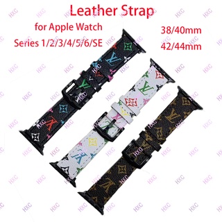 สาย Apple Watch 38/40mm 42/44mm Fashion Brand Design Leather Band for iWatch Series 1/2/3/4/5/6/SE