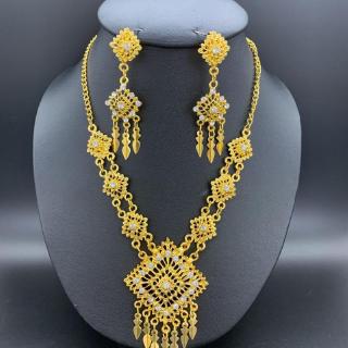Vintage jewelry thai jewelry set dance show wedding bride thai dress earring clip diamond silver gold necklace sets
