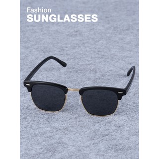 แว่นกันแดดแฟชั่น แว่นตาเลนส์ดำกรอบทอง แว่นกันแดดRB แฟชั่นผู้ชาย ผู้หญิง Sunglasses with Case : Black Lens Golden Frame