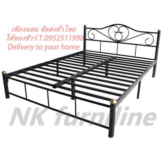NK_เตียง5ฟุต สีดำ จัดส่งทั่วไทย*ซื้อวันนี้มีของแถม* เตียงเหล็ก เตียงคู่ Queen size Steel bed frame Black color