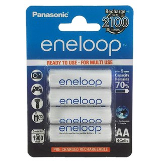 Panasonic Eneloop Rechargeable Battery ถ่านชาร์จ AA 1 แพ็ค 4 ก้อน (White)