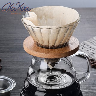 พร้อมส่ง! ที่กรองกาแฟ ดริปเปอร์ Dripper กรวยดริป แบบถ้วยแก้วใส ฐานไม้