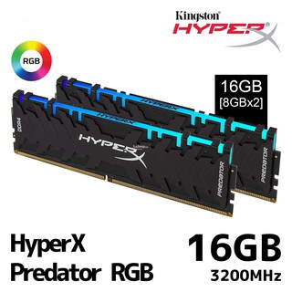 16GB (8GBx2) DDR4/3200 RAM PC (แรมพีซี) KINGSTON HyperX PREDATOR RGB (HX432C16PB3AK2/16)