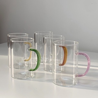 Simple Clear Mug Glass | แก้วมัคแบบใสหูจับหลายสี | Oyster and Things.