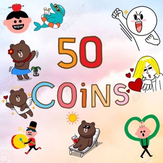 Stickerline 50 coins 💓ทุกแบบ เลือกได้เลยจ้า