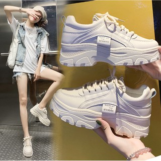 🎉SALE🎉MARIAN รองเท้าผ้าใบ รองเท้าแฟชั่น รองเท้าผ้าใบผู้หญิง เสริมส้น 5 ซม. A0193 สีขาว พร้อมส่ง