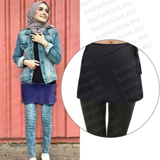 crIP Muslimah Extended Skirt(Skirt Zumba.Skirt Sukan.Sport Skirt) Women Drawstring Mini Casual Skirt Shirt Extender Summ