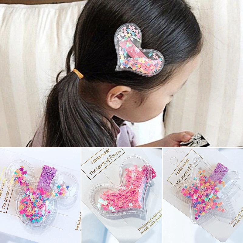 Children's Hairpin Transparent Sequins Love Hairpin BB Clip กิ๊บเลื่อมเด็กใสกิ๊บกิ๊บ BB (1)