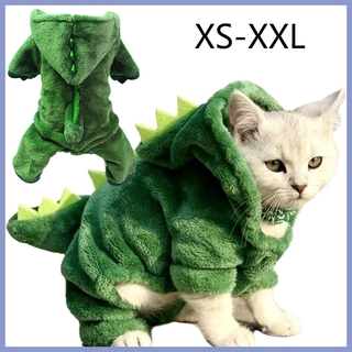 ชุดแฟนซี ลายไดโนเสาร์ ชนิดผ้ากำมะหยี่ ให้ความอบอุ่น แฟชั่นฤดูหนาว สำหรับสุนัข แมว ไซซ์ XS-XXL