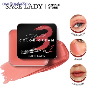 SACE LADY บัชออนปัดแก้ม ครีม Matte Cream 3 In 1 Brush On+ลิปสติก+สีทาเปลือกตา เครื่องสำอางค์ ติดทนนาน Makeup 4สี