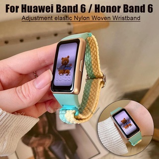 สายนาฬิกาข้อมือไนล่อนถัก ยืดหยุ่น ระบายอากาศ ปรับได้ อุปกรณ์เสริม สําหรับ Huawei Band 6 Huawei Honor Band 6