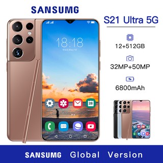 โทรศัพท์มือถือ SANSUMG S21Ultra 5G 6.7นิ้ว เต็มจอ 512GB โทรศัพท์ มือถือ กล้องห โทรศัพท์ถูกๆ โทรศัพท์มือถือ