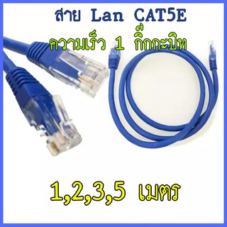 สายแลน สำเร็จรูป เข้าหัวแล้ว Lan Cable Cat5 Eคละสี รองรับความเร็ว 1 กิ๊กกะบิท