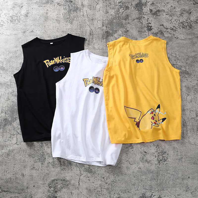 Pikachu 🔥ลดราคาสุดๆ🔥เสื้อกล้ามชาย ผ้าค๊อตต้อน เสื้อผ้าแฟชั่นผู้ชาย เสื้อยืด