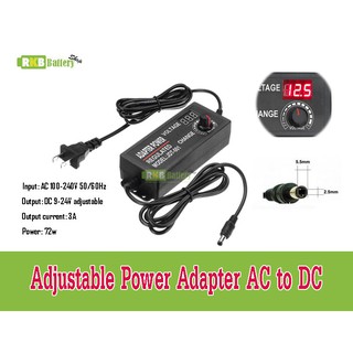 [พร้อมส่ง] Adjustable Power Adapter AC to DC 9-24V 3A 5A 72W 120W Universal Adapter Voltage Regulated with Display LED