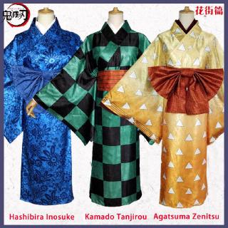 💖Quick Shipping💖 ชุดเครื่องแต่งกายคอสเพลย์สไตล์ญี่ปุ่น Demon Slayer Kimetsu No Yaiba Flower Street Cosplay Kamado Tanjirou Agatsuma Zenitsu Kimono Costume