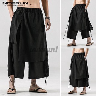 INCERUN Men's Fashion Asymmetric Loose Elastic Waist Harem Pants