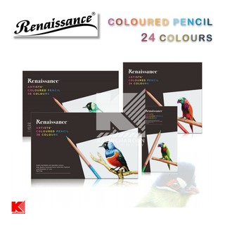 Renaissance สีไม้เรนาซองซ์ เกรดอาร์สติส 24 สี รุ่นใหม่ กล่องเหล็ก