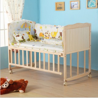 เตียงนอนสำหรับเด็กตั้งแต่ แรกเกิด-2ขวบ พร้อมชุดเครื่องนอน (มี2สี) รุ่น B100 (1)