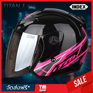 หมวกกันน็อค Index หมวกกันน็อคถูก รุ่น Titan 1 รุ่นใหม่ล่าสุด BLACK PINK (สีดำ/ชมพู) by TM BIKE SHOP