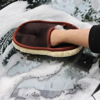 TS☆ ถุงมือทำความสะอาดรถยนต์ ถุงมือผ้าขนสัตว์เทียม สำหรับเช็ดรถยนต์