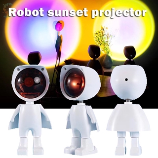โคมไฟโปรเจคเตอร์ รูปหุ่นยนต์ พร้อมสีพระอาทิตย์ตก / สายรุ้ง / ดวงอาทิตย์ Usb Led สําหรับตกแต่งบ้าน สำนักงาน