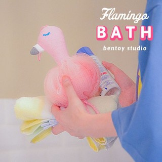 Flamingo Bath Ball ฟองน้ำถูตัว ใยขัดตัว ฟองอาบน้ำน่ารักลายฟามิงโก้ (1)