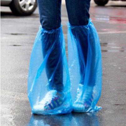 รองเท้ากันฝนแบบใช้ครั้งเดียวพลาสติกกันน้ำ 1 คู่ครอบคลุมรองเท้าบูทสูง Rain boots (1)