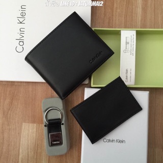 Calvin Klein leather credit card fold with metal clip key fob